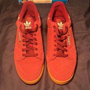 Adidas Red/Burgundy Sneakers with Gum Sole and Trefoil Logo